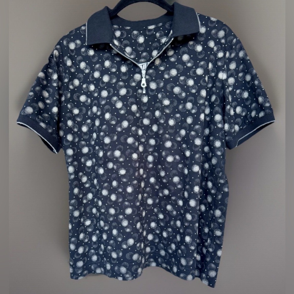 Vintage Tail Tech 1/4 Zip Short Sleeve Activewear Shirt Golf Ball Pattern Medium